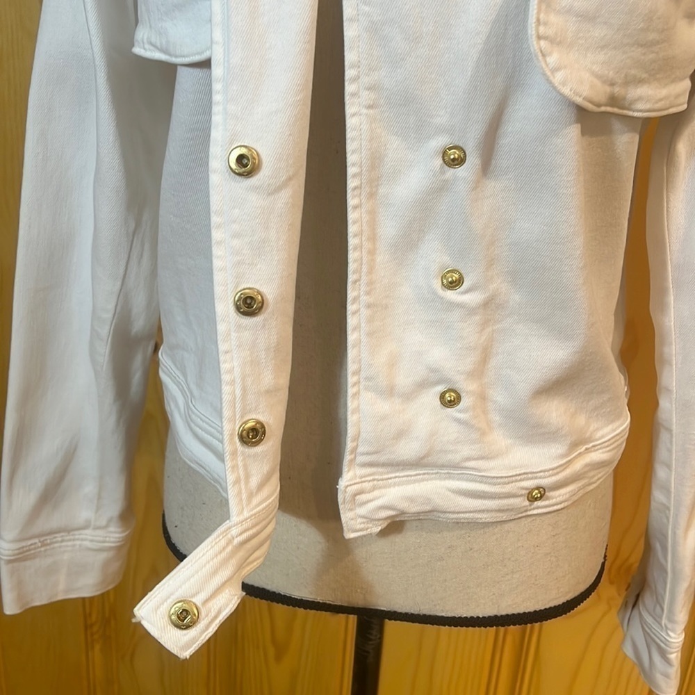 Frame Denim White Military Style Cropped Jacket Sz-M - Picture 6 of 9